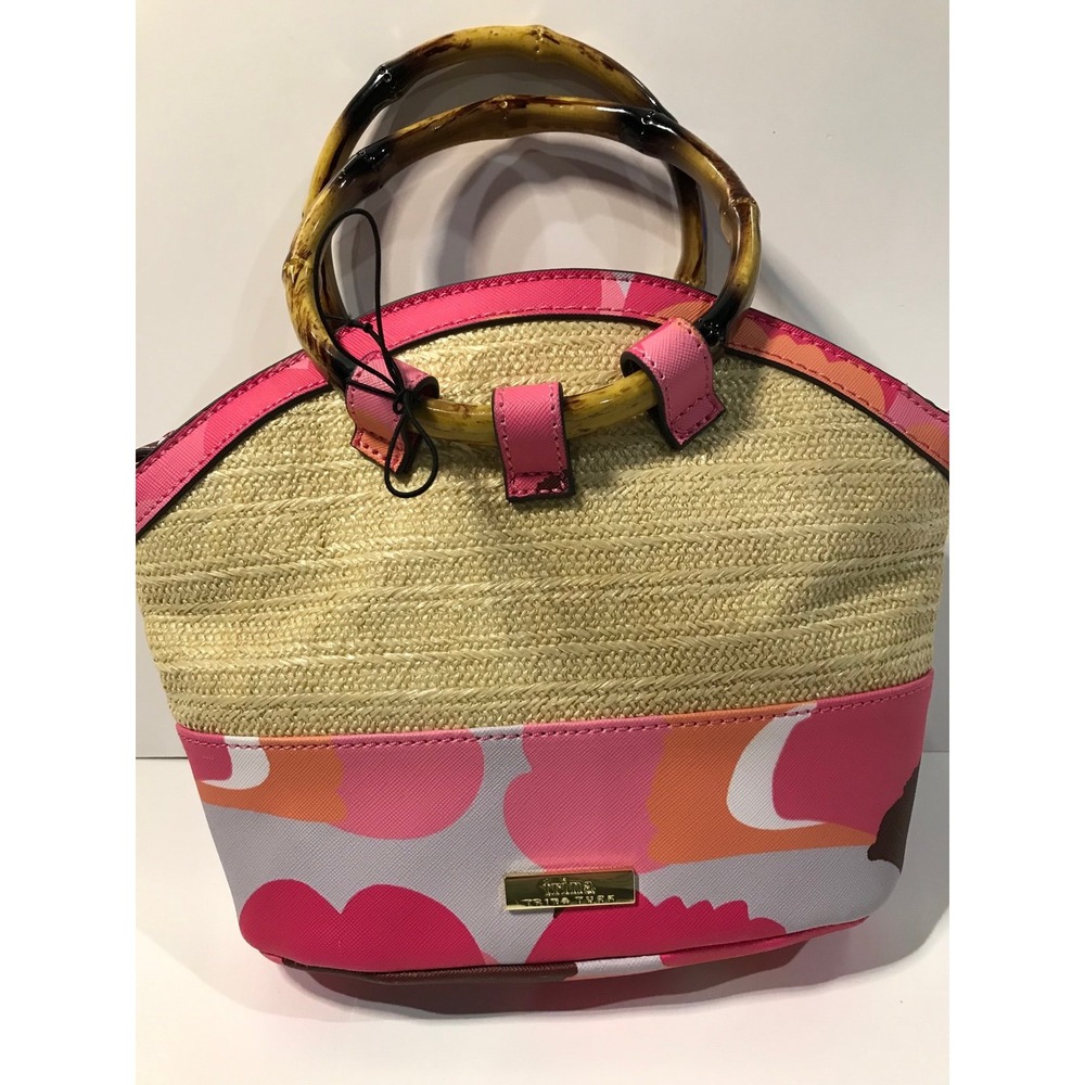 Trina Turk floral petals handbag bamboo handles